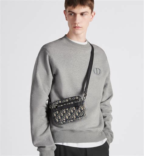 beige dior oblique jacquard wallet on strap